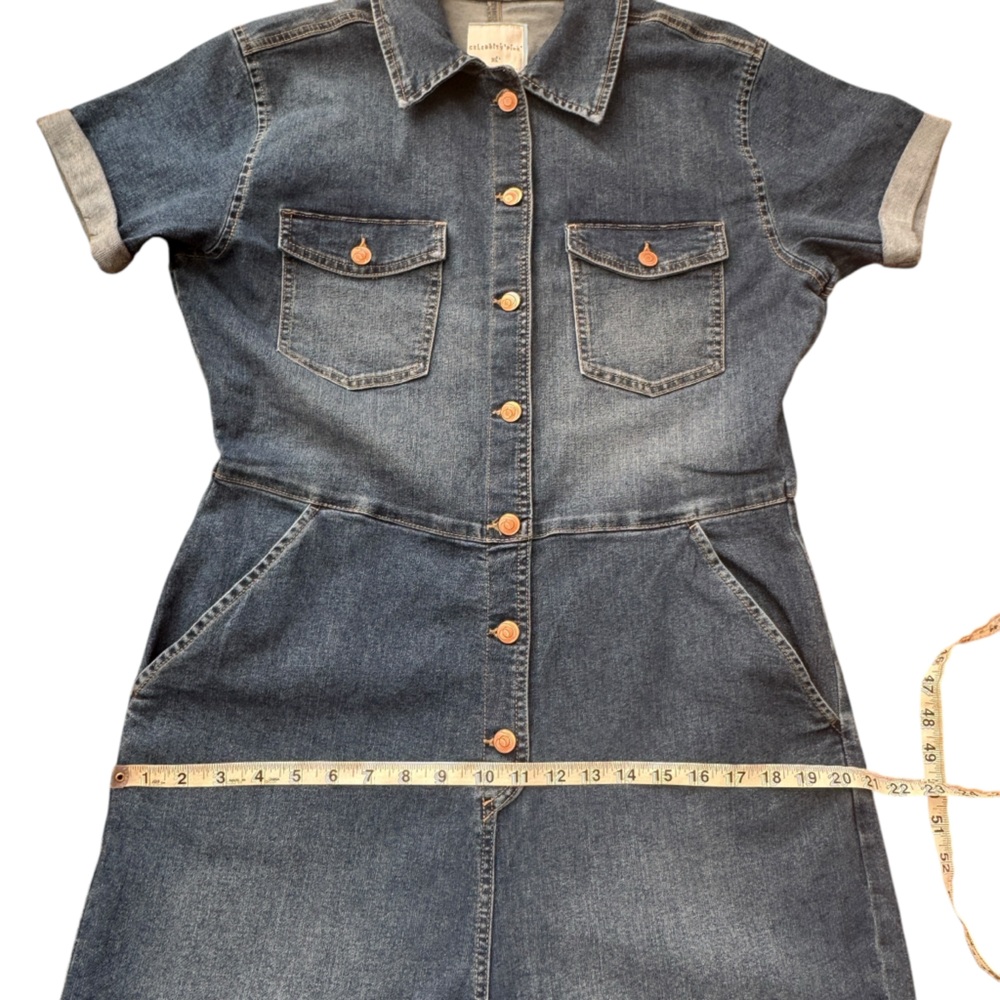 Celebrity Pink Jumpsuit ‎ Women's Denim Short Sleeve Long Jumpsuit Size XL - Picture 8 of 16